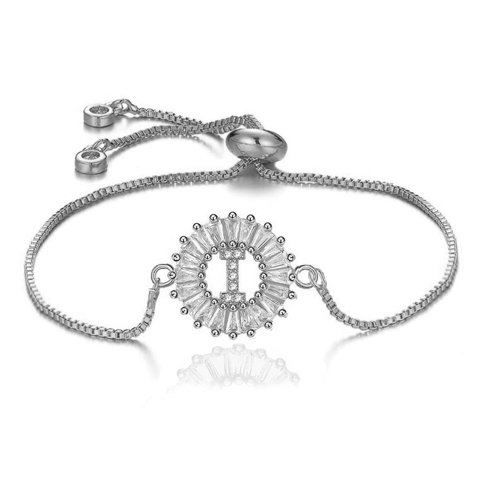 Initial Alphabet Large Letter CZ Silver Slider Bracelet Bulk