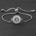 Initial Alphabet Large Letter CZ Silver Slider Bracelet Bulk