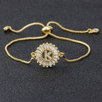 Initial Alphabet K Large Letter CZ Gold Slider Bracelet Bulk