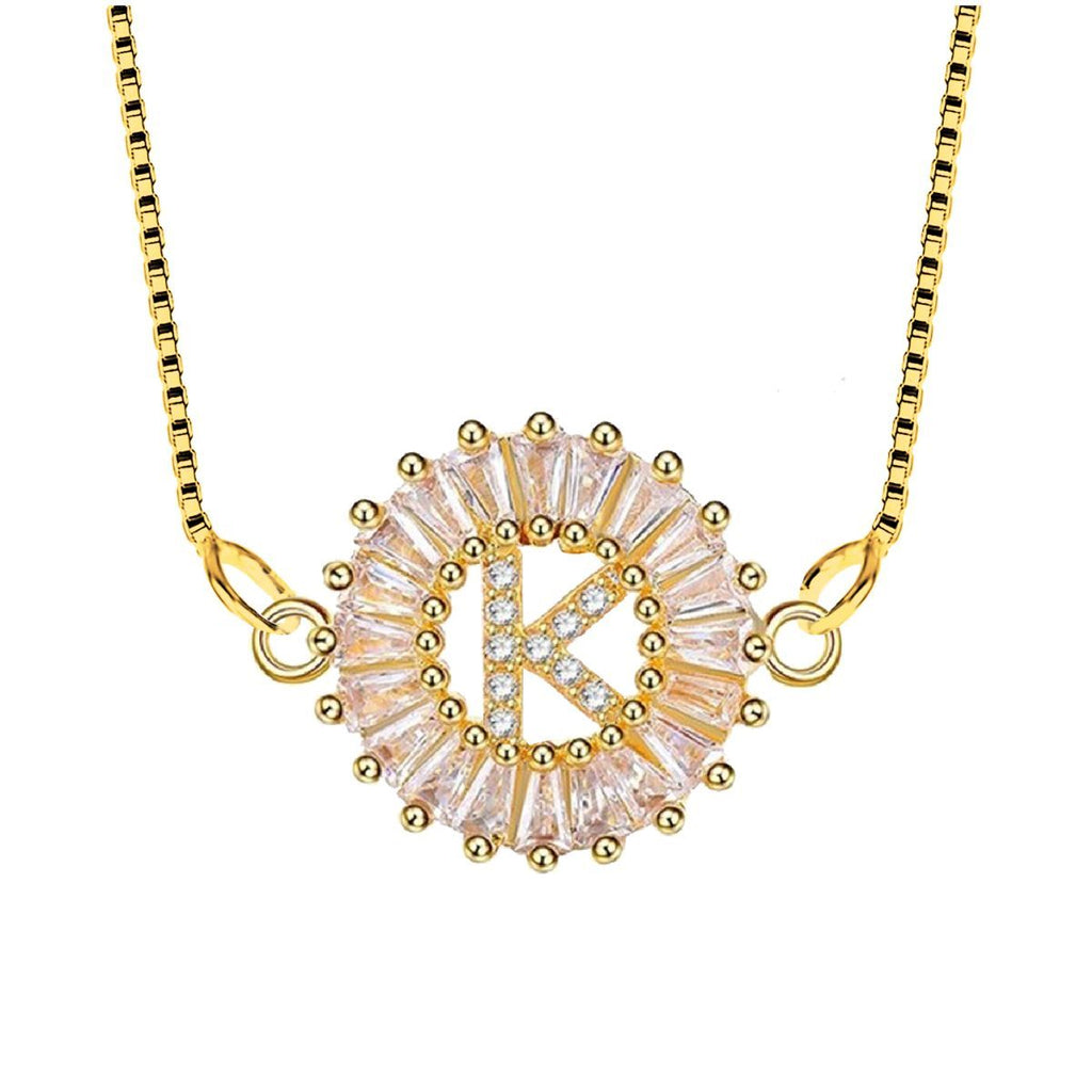 CZ Gold Initial Alphabet Letter B Necklace Pendant Chain Bulk