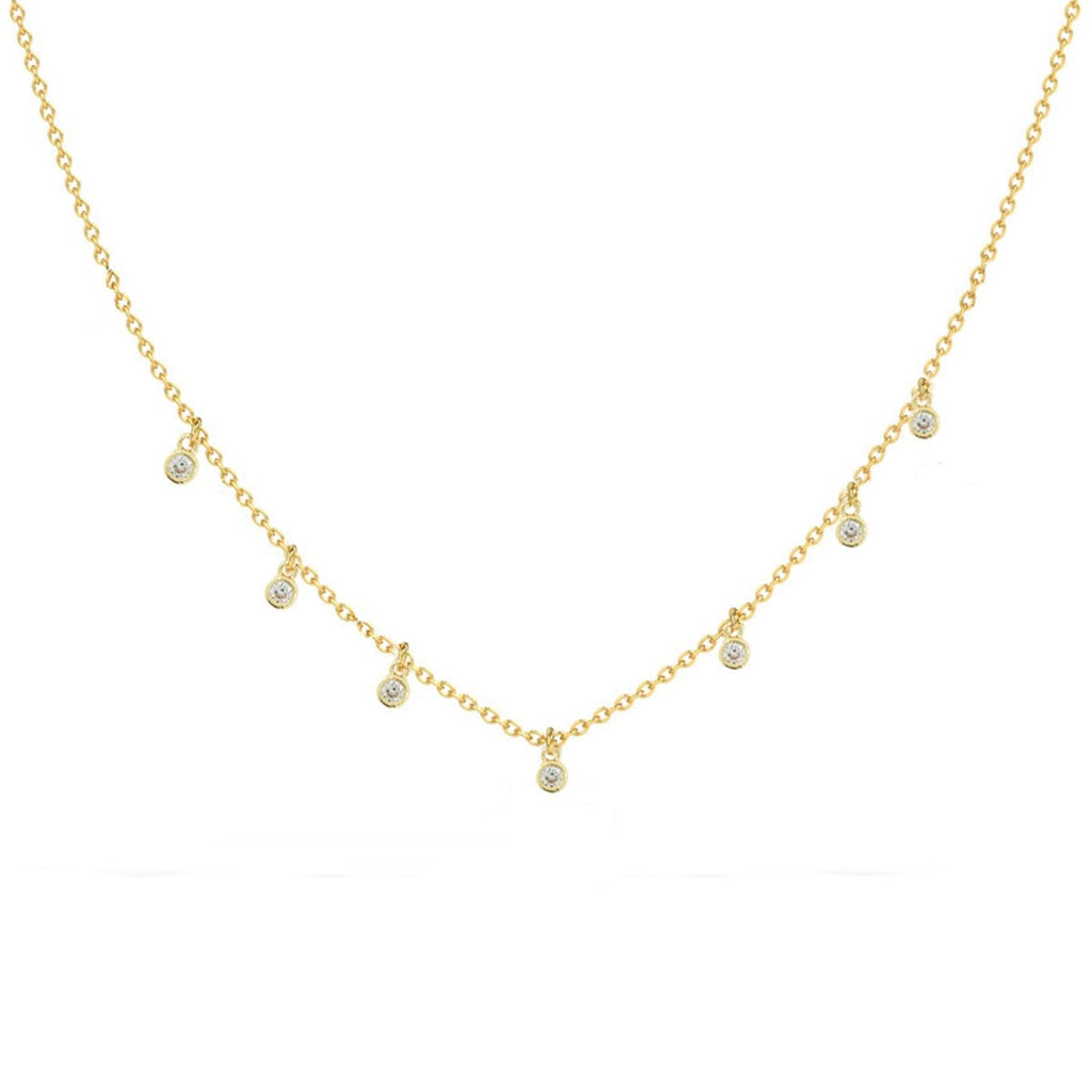 Round American Diamond Charm Gold Necklace Chain For Women Bulk