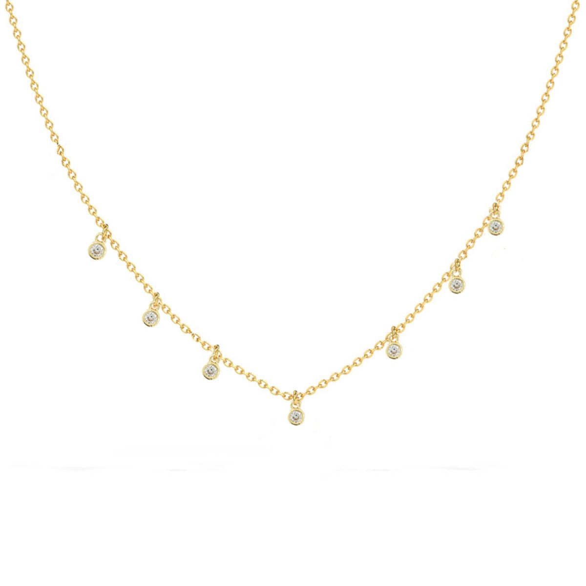 Round American Diamond Charm Gold Necklace Chain For Women Bulk