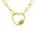 Love Heart CZ 18K Gold Links Chain Clasp Pendant Necklace Bulk