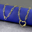 Love Heart Colorful Crystals Gold Links Chain Clasp Pendant Necklace