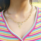 Cross Colorful Crystals Gold Links Chain Clasp Pendant Necklace Bulk
