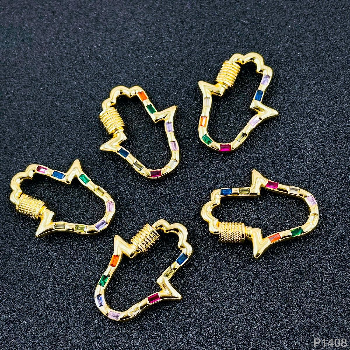 Rainbow Hamsa Gold Copper Charm For Women Bulk