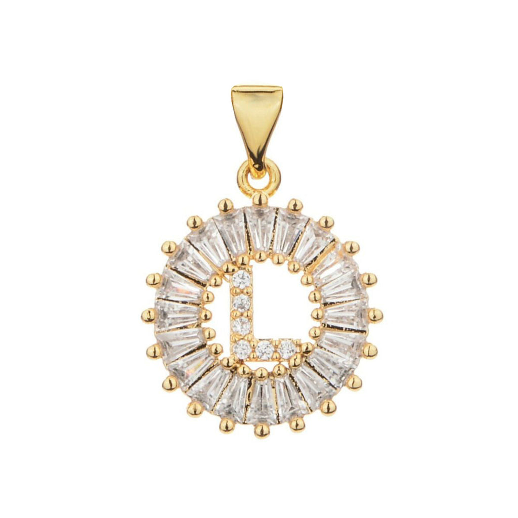 Gold Baguette Initial Alphabet Letter E Pendant Bulk