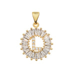 Gold Baguette Initial Alphabet Letter E Pendant Bulk