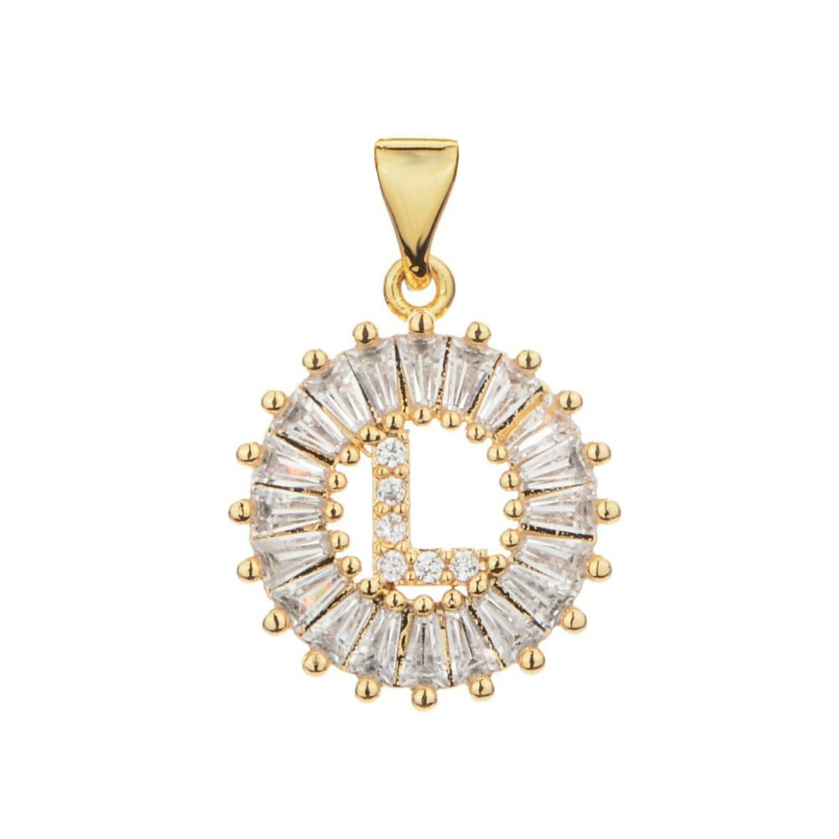 Gold Baguette Initial Alphabet Letter E Pendant Bulk
