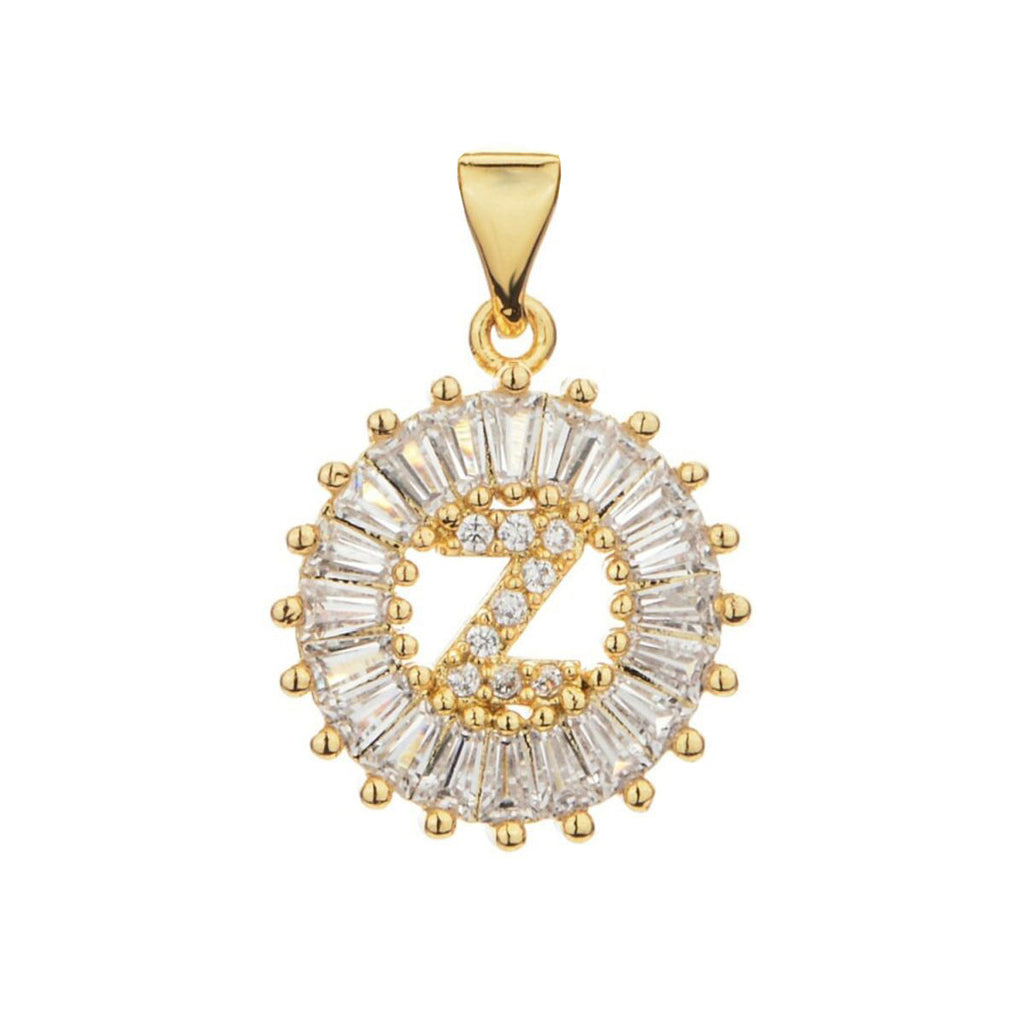 Gold Baguette Initial Alphabet Letter E Pendant Bulk