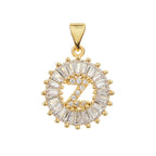Gold Baguette Initial Alphabet Letter E Pendant Bulk