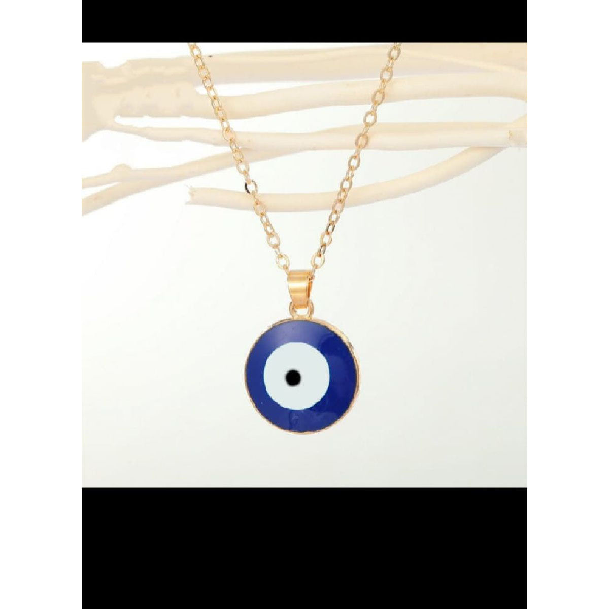 Tiny Blue Turkish Evil Eye Pendant Chain Necklace For Women Bulk Main image