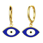 Evil Eye 18K Gold Blue Brass Hoop Earring Pair For Women Bulk
