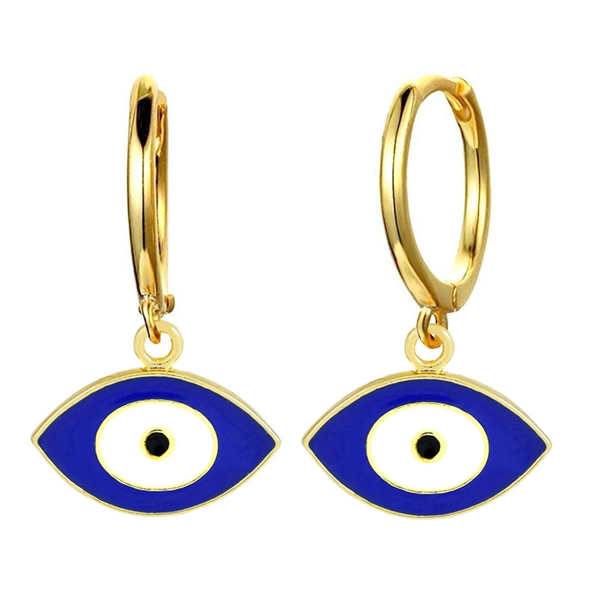 Evil Eye 18K Gold Blue Brass Hoop Earring Pair For Women Bulk