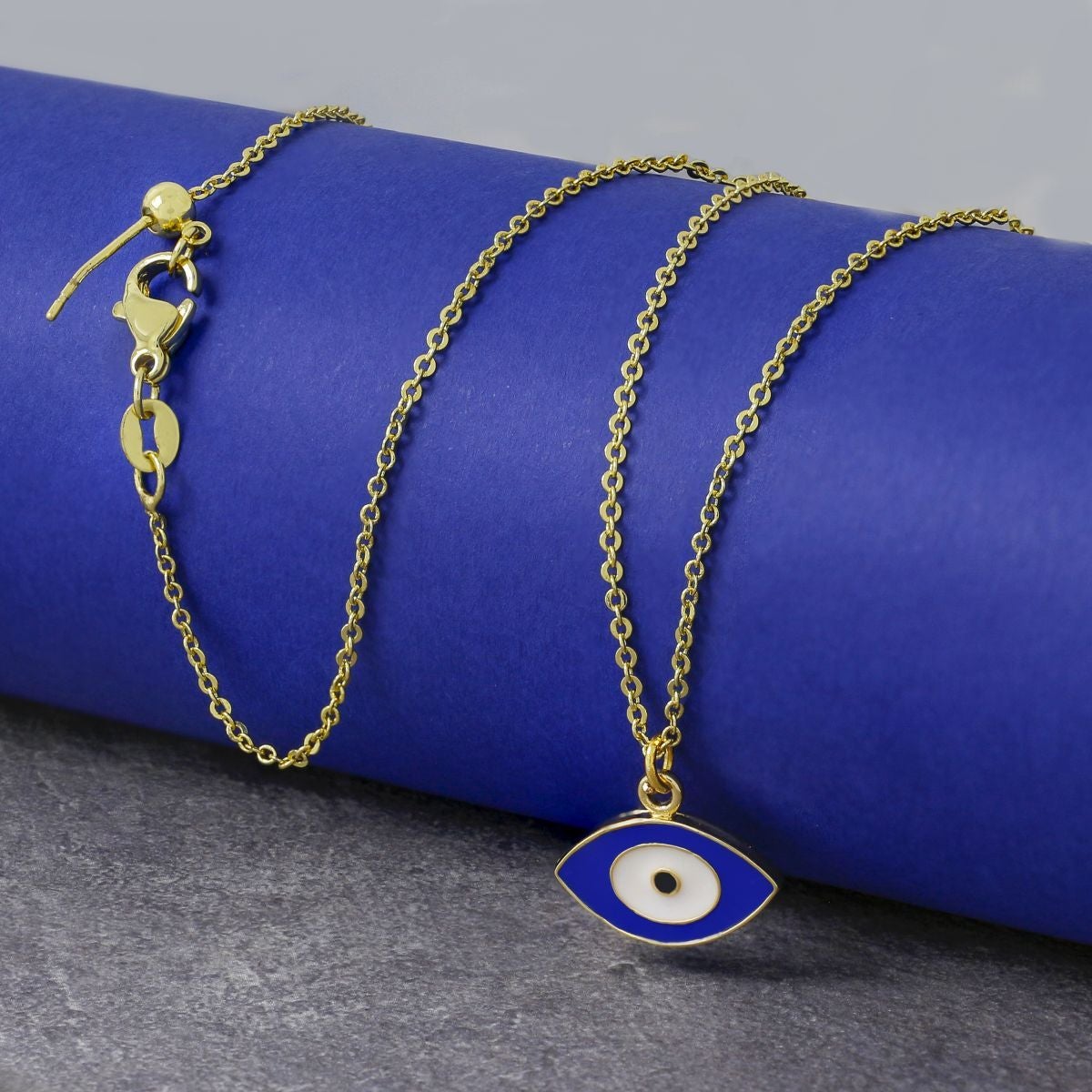 Oval Blue Turkish Evil Eye Nazariya Pendant Chain Necklace Women Bulk Main image