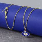 Oval Blue Turkish Evil Eye Nazariya Pendant Chain Necklace Women Bulk