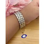 Oval Blue Turkish Evil Eye Nazariya Slim Link Chain Watch Charm Bulk