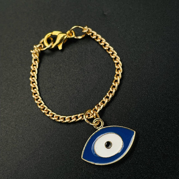 Oval Blue Turkish Evil Eye Nazariya Slim Link Chain Watch Charm Bulk Main image