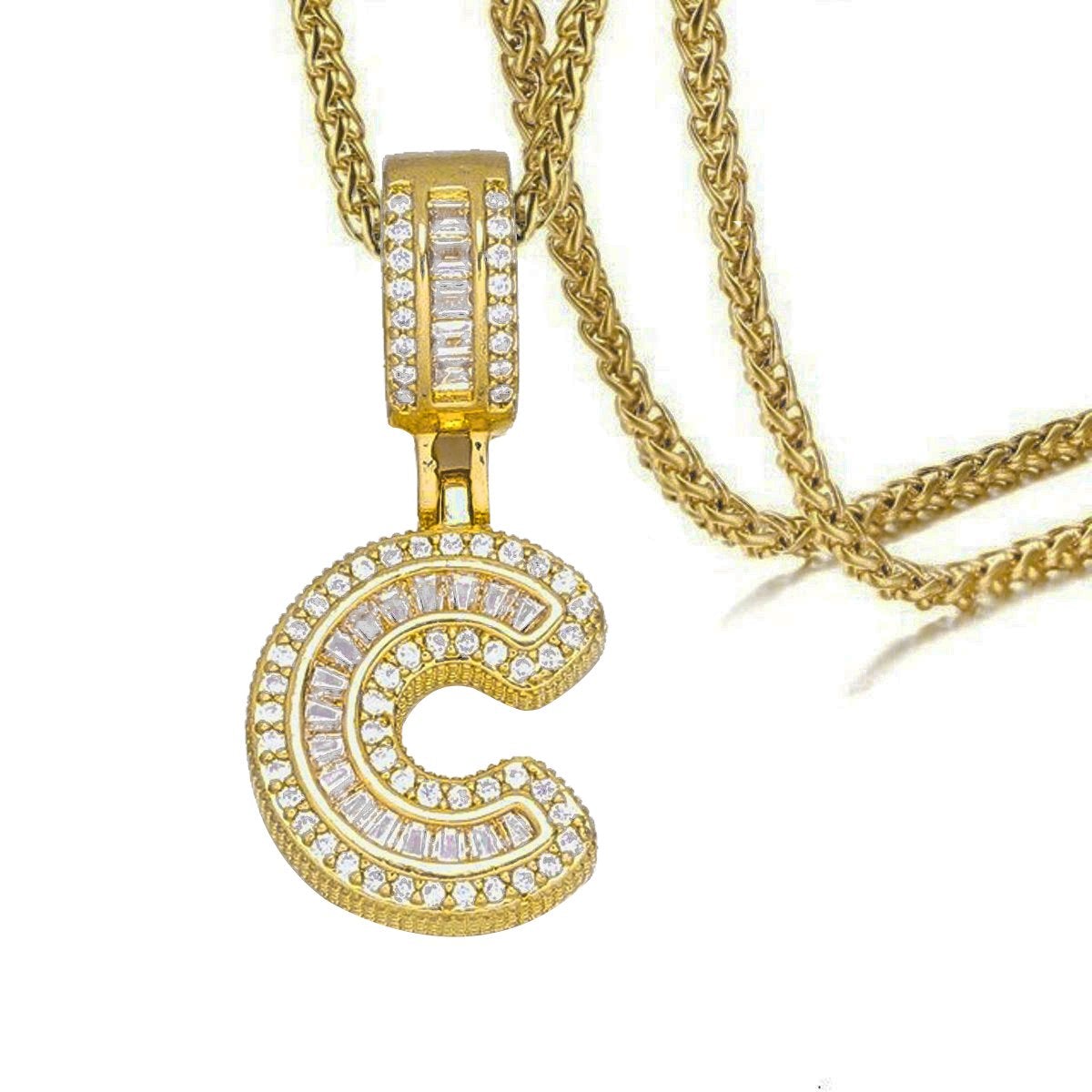 CZ Crystal Gold Initial Alphabet Letter A Necklace Pendant Chain Bulk