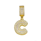 Large Chunky Baguette CZ Letters Initial Alphabets Pendant Bulk
