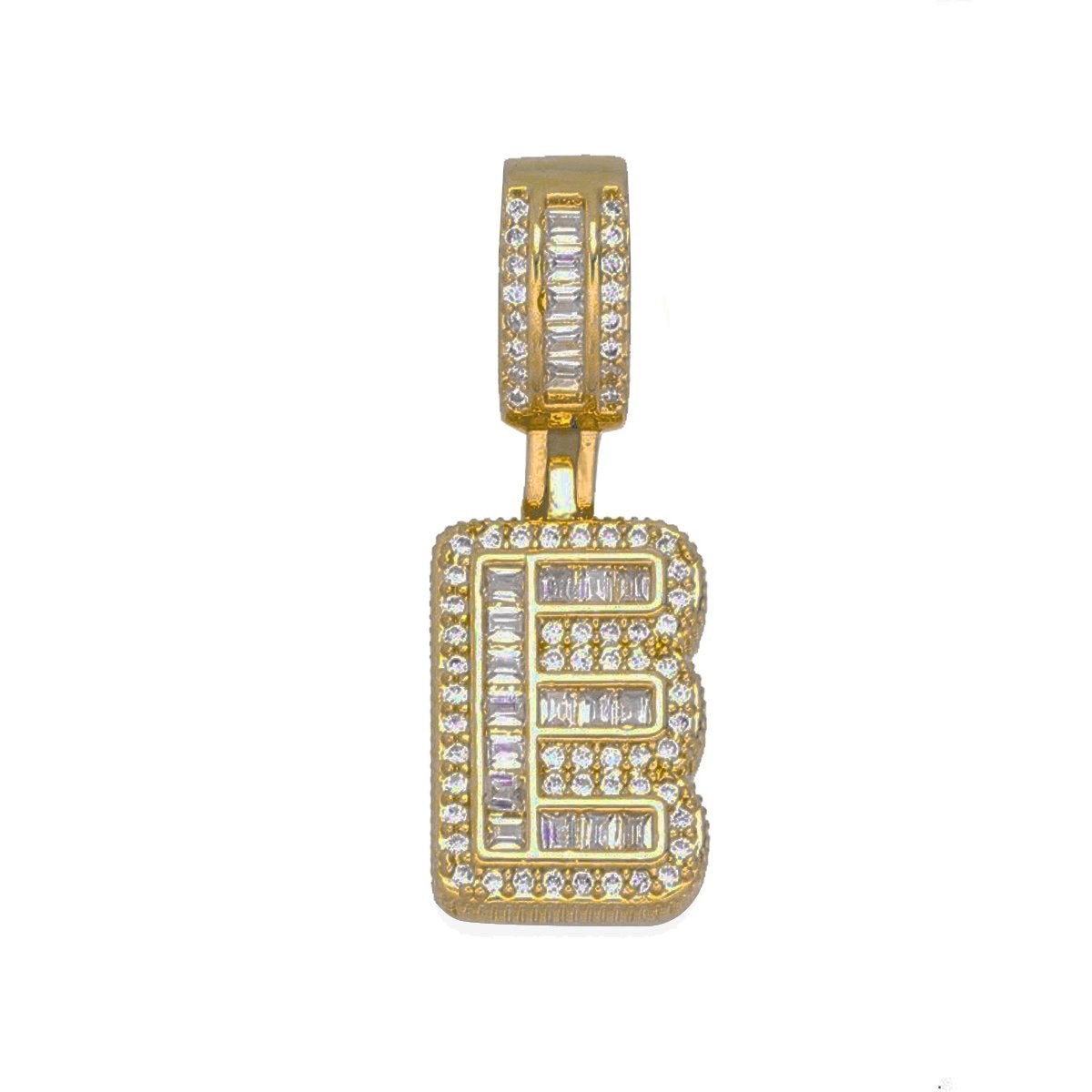 Large Chunky Baguette CZ Letters Initial Alphabets Pendant Bulk