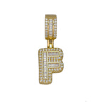 Large Chunky Baguette CZ Letters Initial Alphabets Pendant Bulk