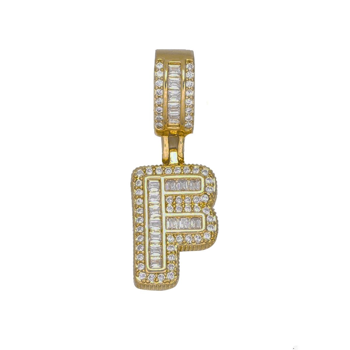 Large Chunky Baguette CZ Letters Initial Alphabets Pendant Bulk