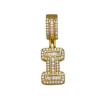 Large Chunky Baguette CZ Letters Initial Alphabets Pendant Bulk