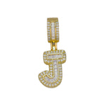 Large Chunky Baguette CZ Letters Initial Alphabets Pendant Bulk