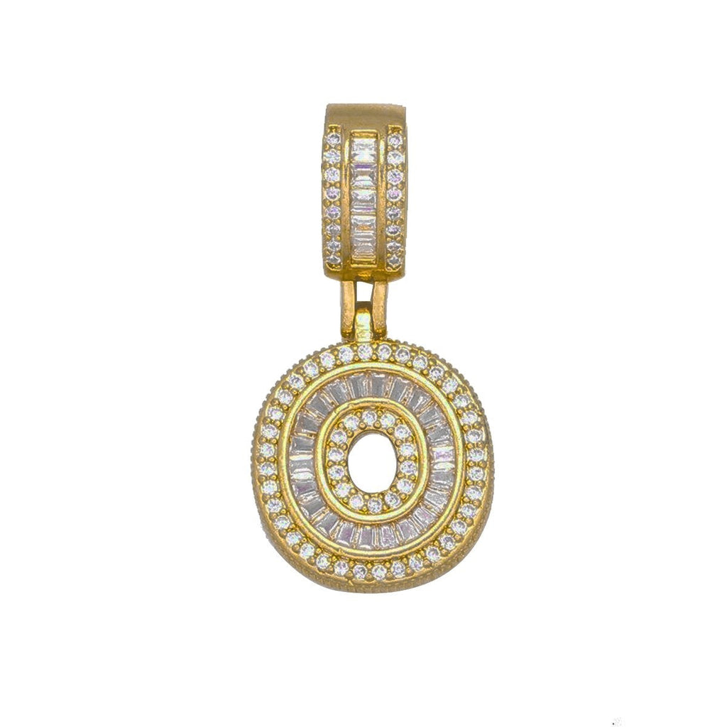 Large Chunky Baguette CZ Letters Initial Alphabets Pendant Bulk