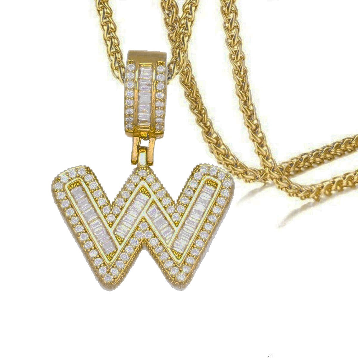 CZ Crystal Gold Initial Alphabet Letter A Necklace Pendant Chain Bulk