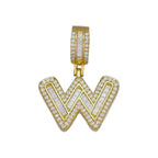 Large Chunky Baguette CZ Letters Initial Alphabets Pendant Bulk