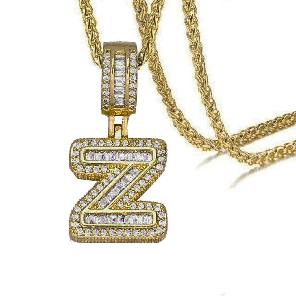 CZ Crystal Gold Initial Alphabet Letter A Necklace Pendant Chain Bulk