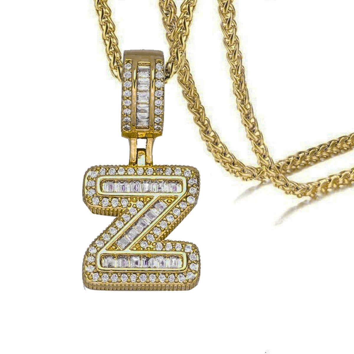 CZ Crystal Gold Initial Alphabet Letter A Necklace Pendant Chain Bulk