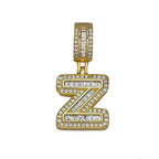 Large Chunky Baguette CZ Letters Initial Alphabets Pendant Bulk