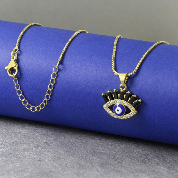 Black Blue Evil Eye Necklace Pendant Chain Bulk Main image