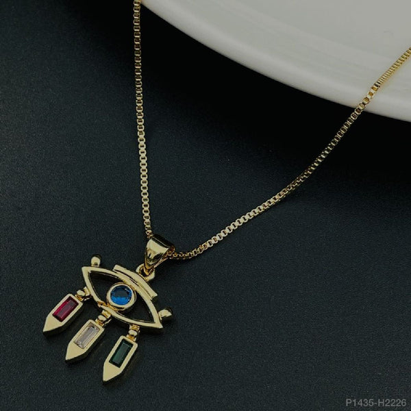 Copper Crystals Gold Multi Evil Eye Necklace Pendant Chain Girls Bulk Main image