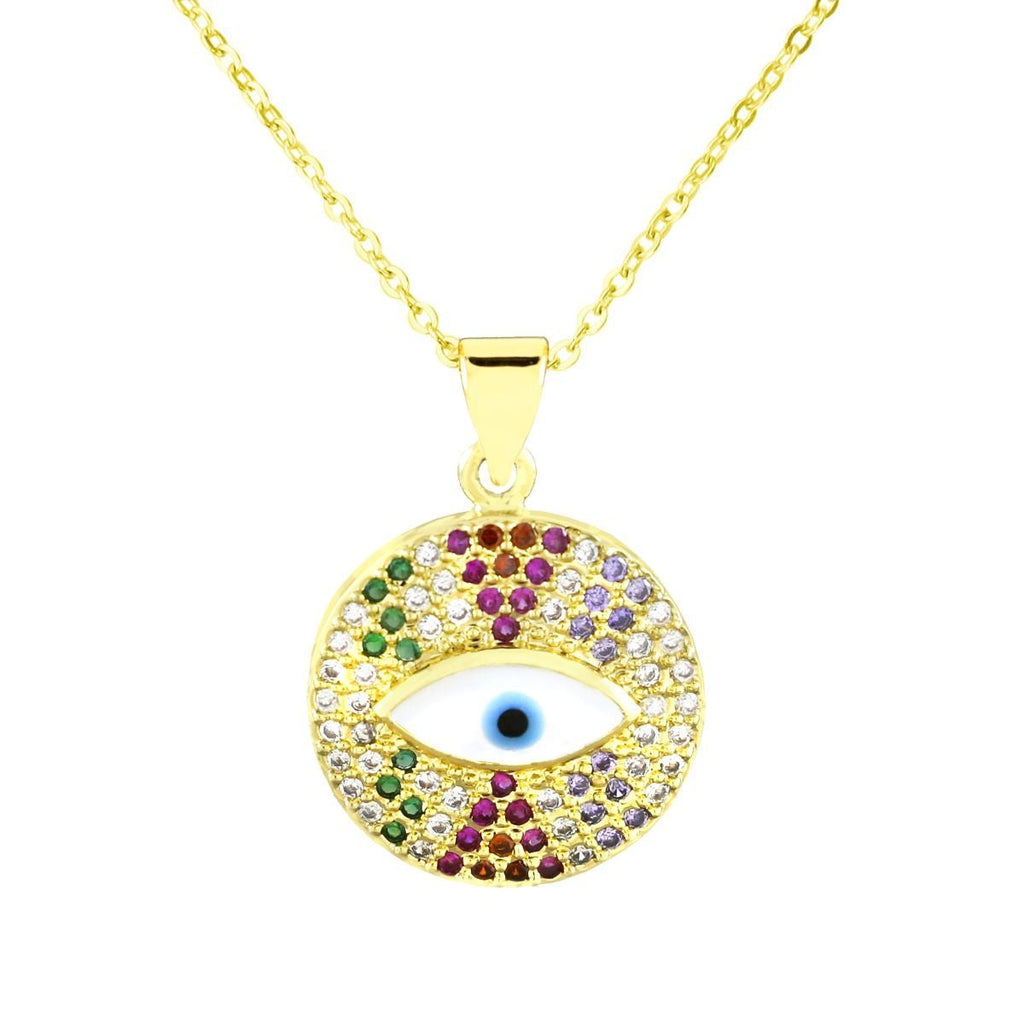 Round Evil Eye Multicolor Necklace Pendant Chain Bulk