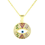 Round Evil Eye Multicolor Necklace Pendant Chain Bulk