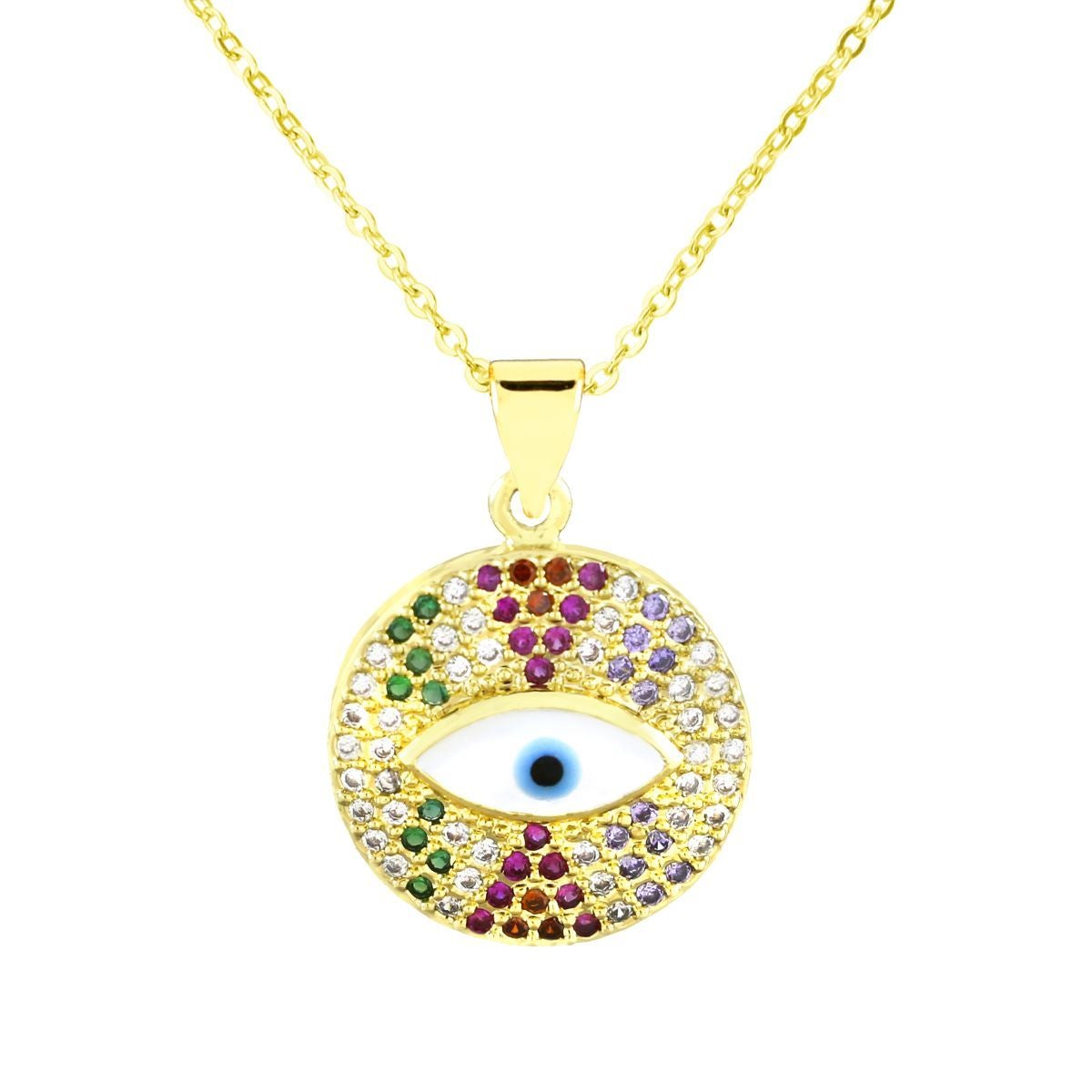 Round Evil Eye Multicolor Necklace Pendant Chain Bulk