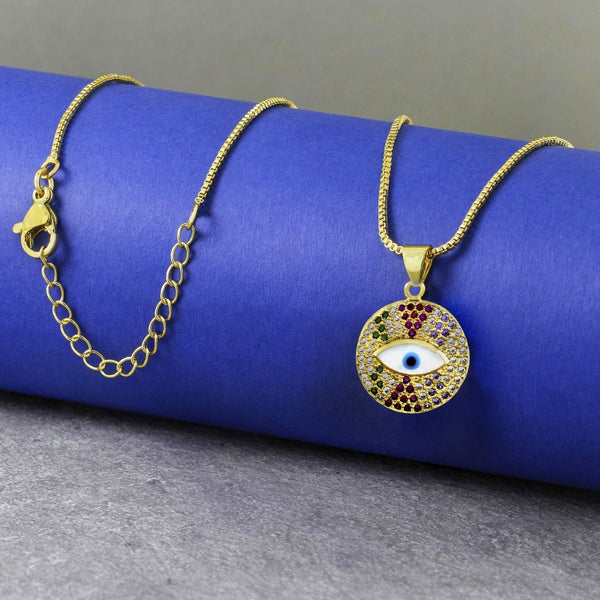 Round Evil Eye Multicolor Necklace Pendant Chain Bulk Main image