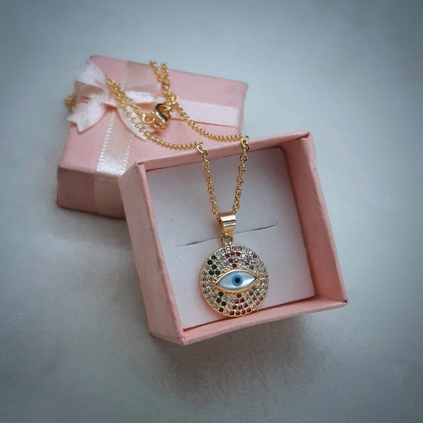 Round Evil Eye Multicolor Necklace Pendant Chain Bulk Secondary image