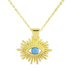 Round Turkish Blue Evil Eye Necklace Pendant Chain Bulk