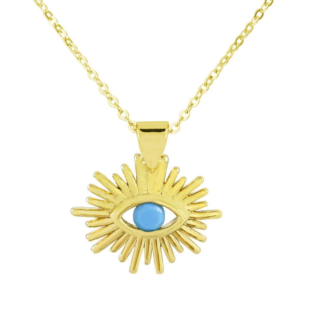 Round Turkish Blue Evil Eye Necklace Pendant Chain Bulk