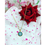 Turkish Evil Eye Blue Black Gold CZ Pendant Chain Necklace Bulk