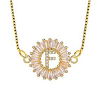 CZ Gold Initial Alphabet Letter B Necklace Pendant Chain Bulk
