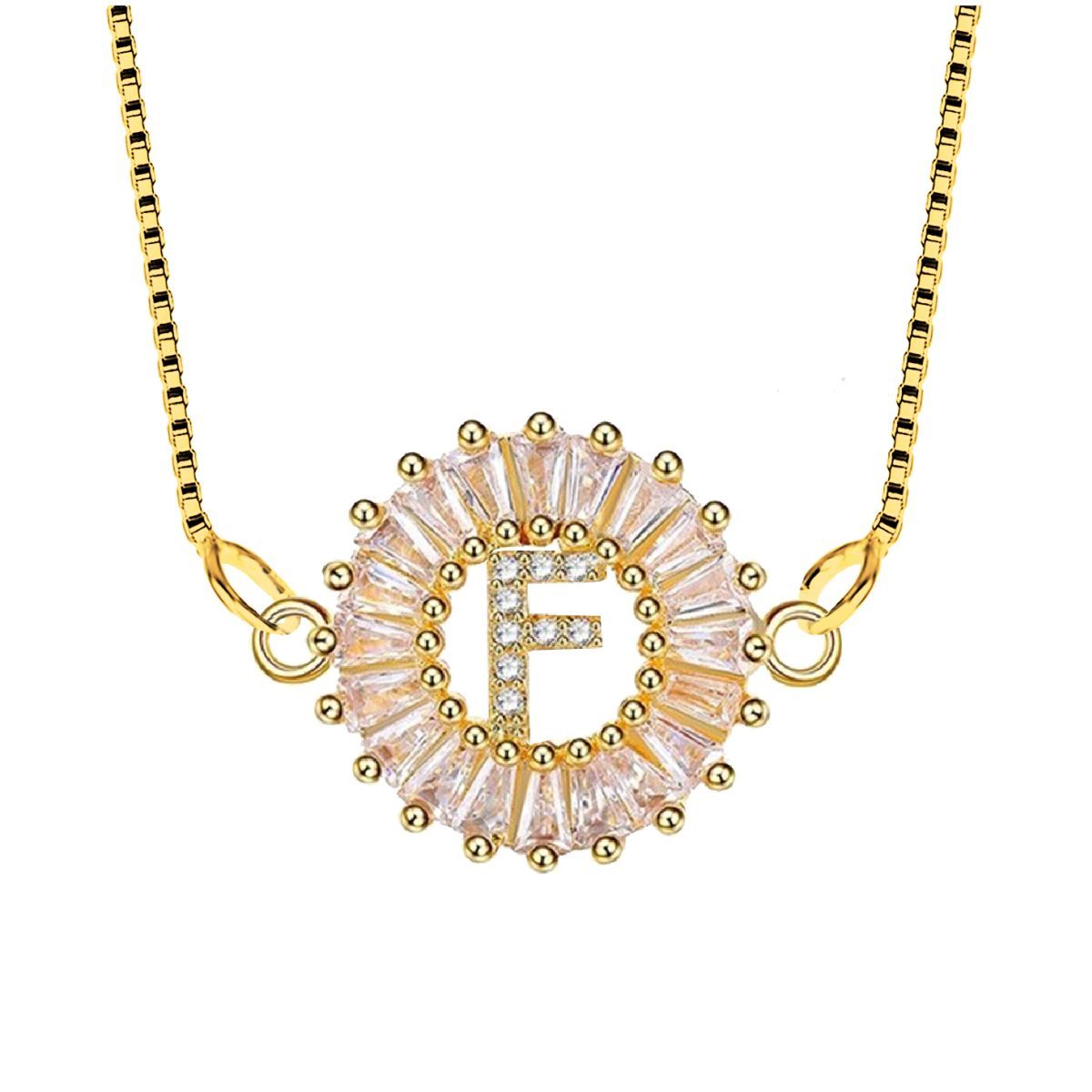 CZ Gold Initial Alphabet Letter B Necklace Pendant Chain Bulk