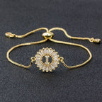 Initial Alphabet Large Letter Cubic Zirconia Gold Slider Bracelet