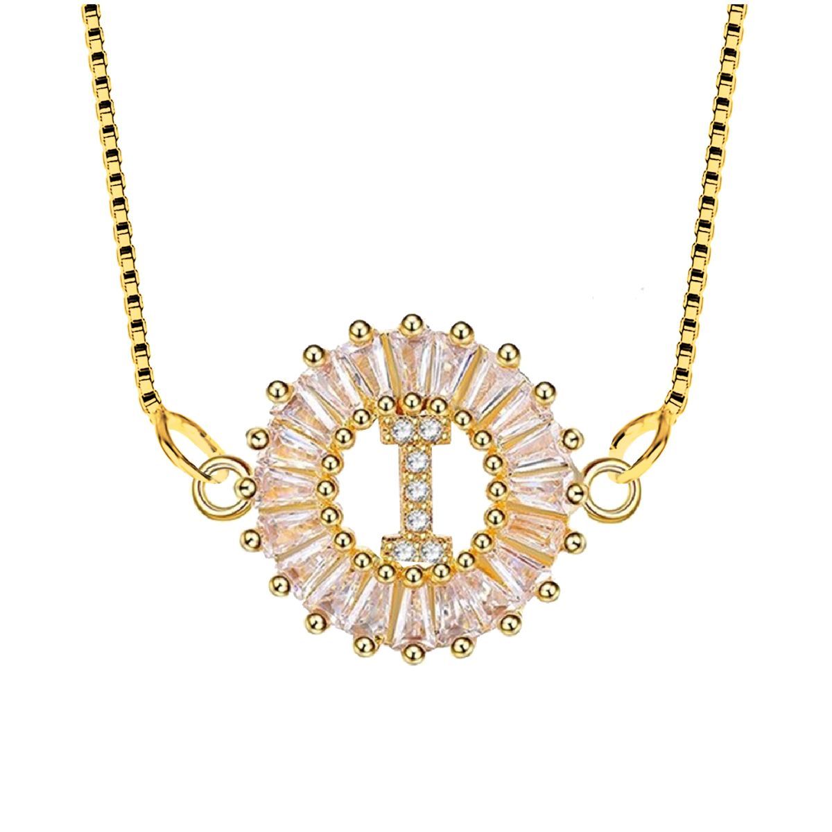 CZ Gold Initial Alphabet Letter B Necklace Pendant Chain Bulk
