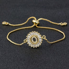 Initial Alphabet Large Letter Cubic Zirconia Gold Slider Bracelet